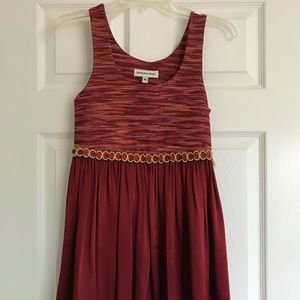Christopher Deane Red Gold Detail Flowy Dress 4
